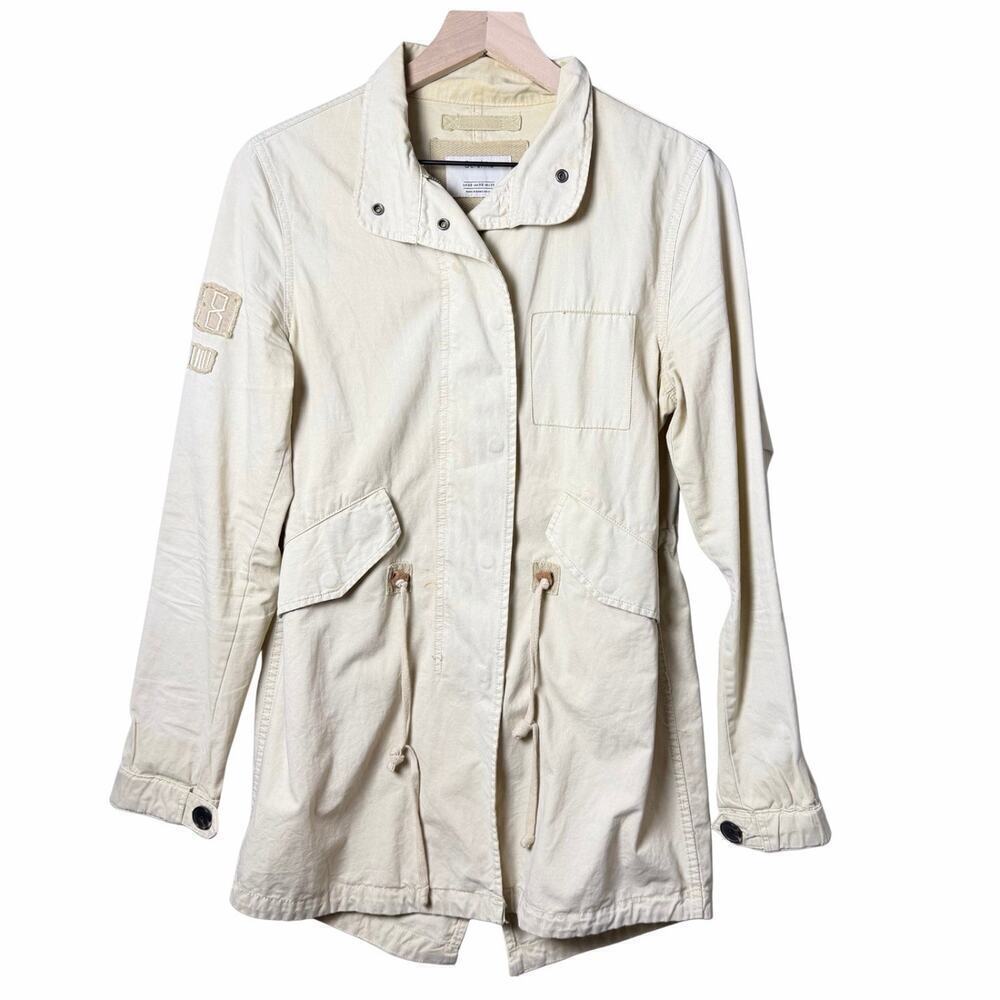 Bershka Cream Utility Trench Coat Jacket Arm Patches Womens US Size XS